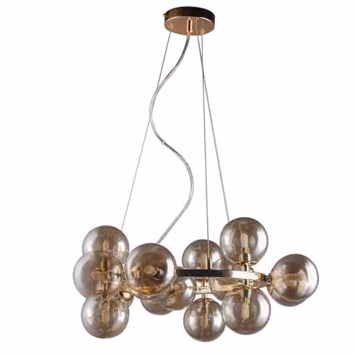 Italux Marbelio Modern Sphere Pendant Ceiling Light in Gold and Brown with Glass Shade, G9, IP20 – 1
