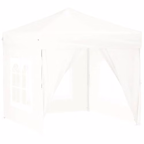 vidaXL Folding Party Tent with Sidewalls in White and Silver, W: 200 cm, D: 200 cm, H: 234 cm