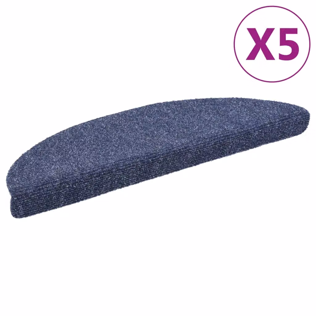 Berkfield Home Self-adhesive Needle Punch Stair Mats, Blue, 5 Pack, W: 56 cm, D: 17 cm, H: 3 cm – 2