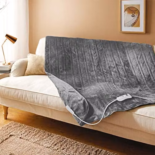 Bauer Professional Soft Fleece Electric Heated Throw Blanket in Grey, W: 120 cm, D: 160 cm – 3