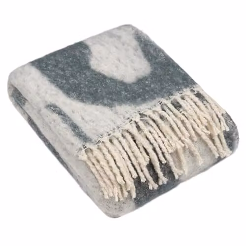 HOEM Meta Abstract Jacquard Faux Mohair Throw in Blue, W/D/H: 130 x 180 cm – 1