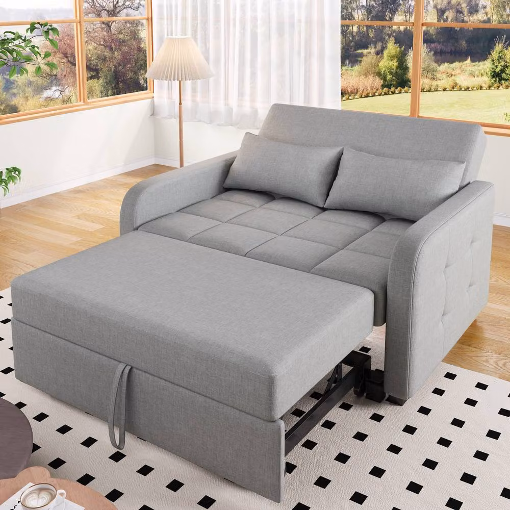 ModernLuxe Convertible Folding Sofa Bed with Adjustable Backrest and Daybed in Dark Grey – 2