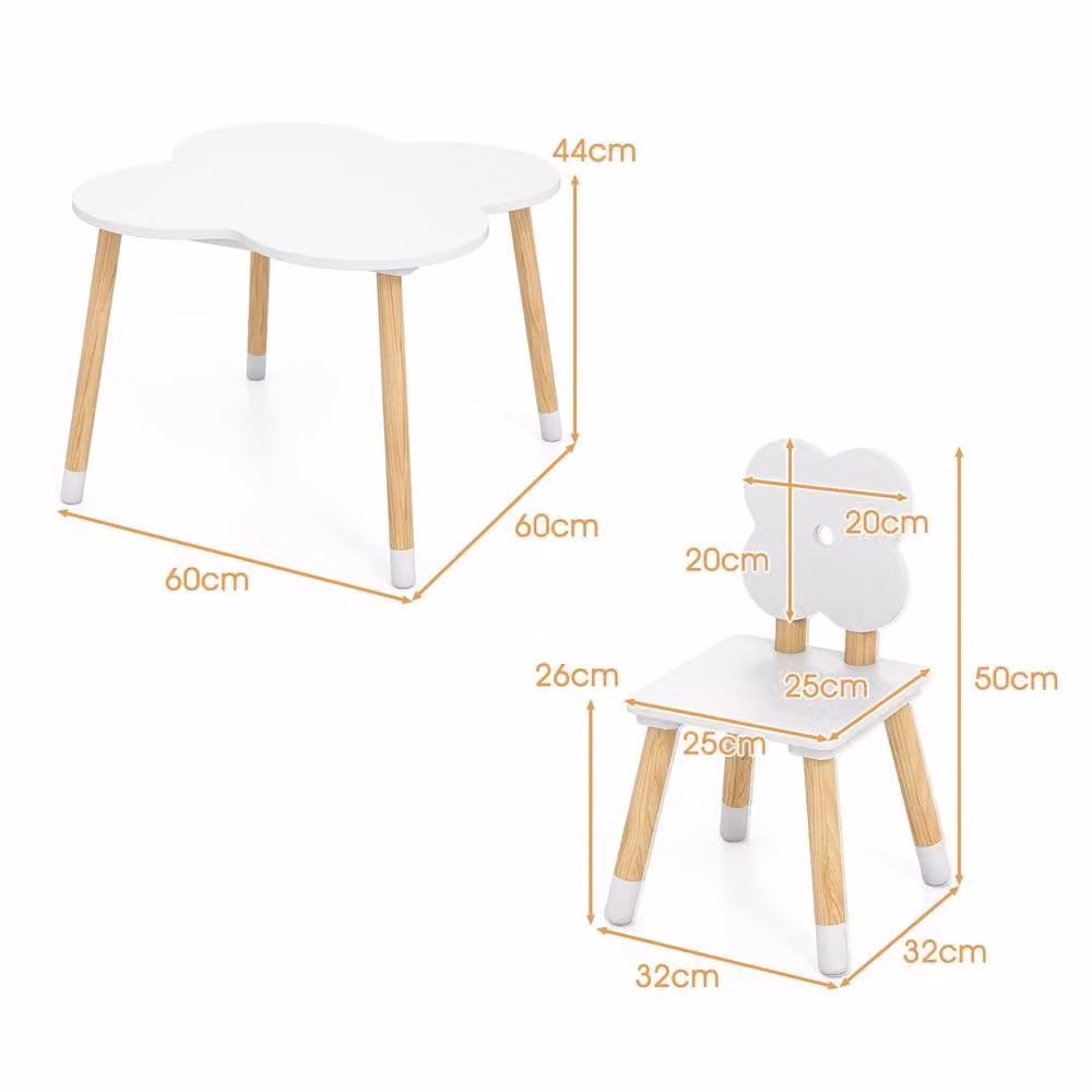 Costway Flower-shaped Wooden Kids Table and Chairs Set in White – 2