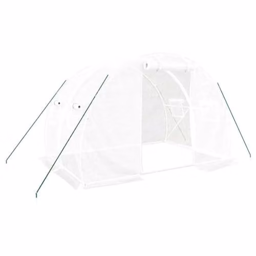 vidaXL Greenhouse with Steel Frame in White, 6 m², W/D/H: 300 x 200 x 200 cm