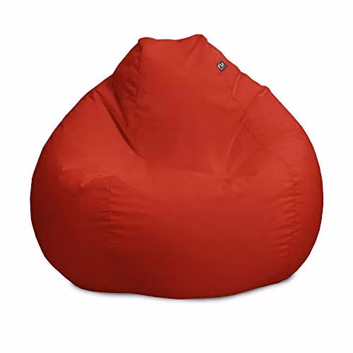 rucomfy Water Repellent Adult Beanbag Chair in Red for Indoor or Outdoor Use