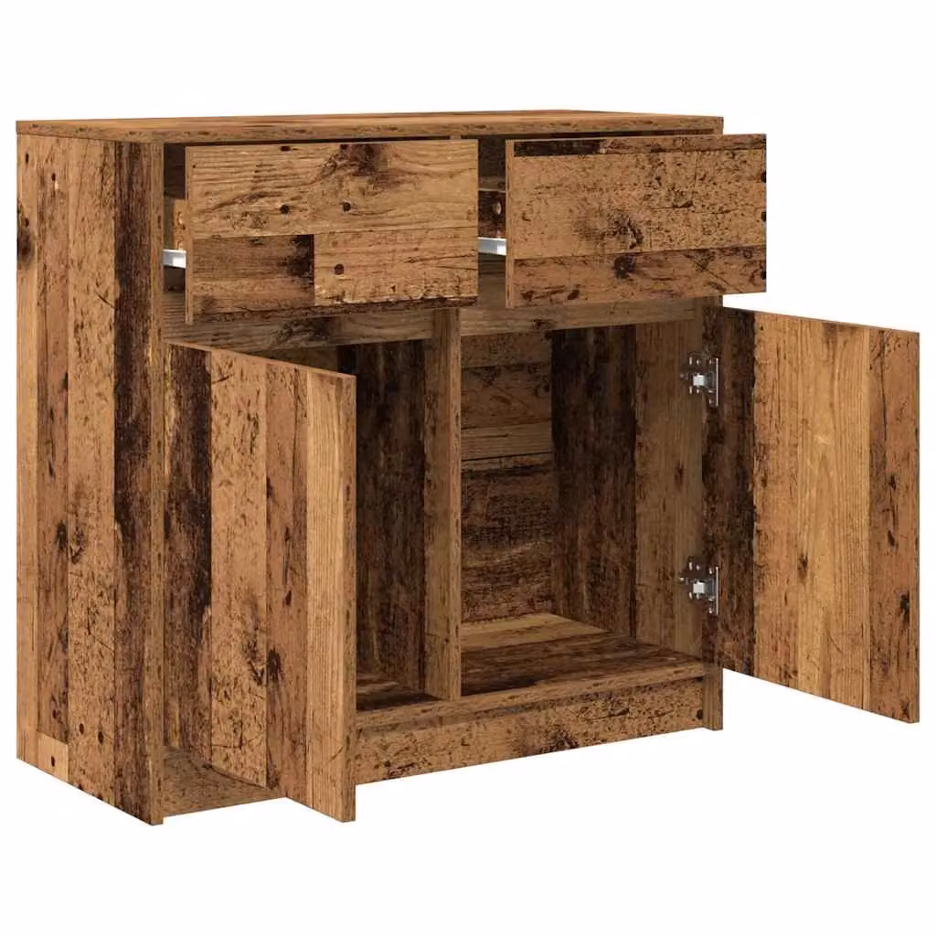 Berkfield Home Rustic Sideboard with Drawer in Old Wood Brown, W/D/H: 80 x 34 x 76 cm – 3