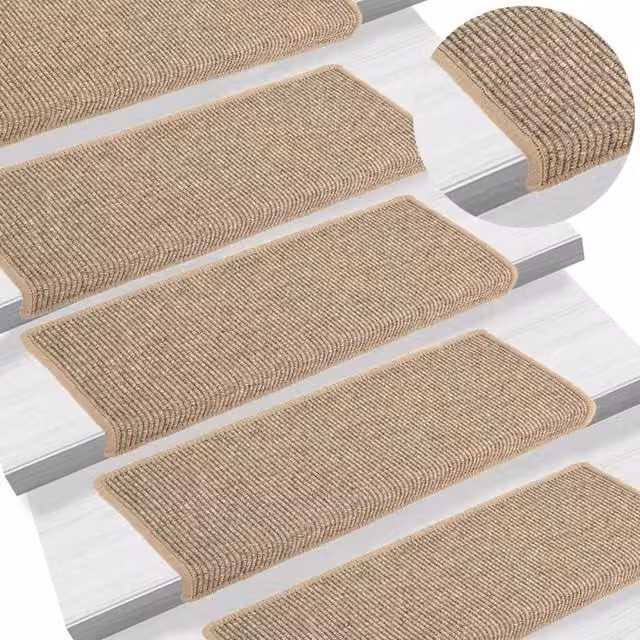 Berkfield Home Self-adhesive Stair Mats, 15 Pack, Dark Beige, W: 65 cm, D: 21 cm, H: 4 cm