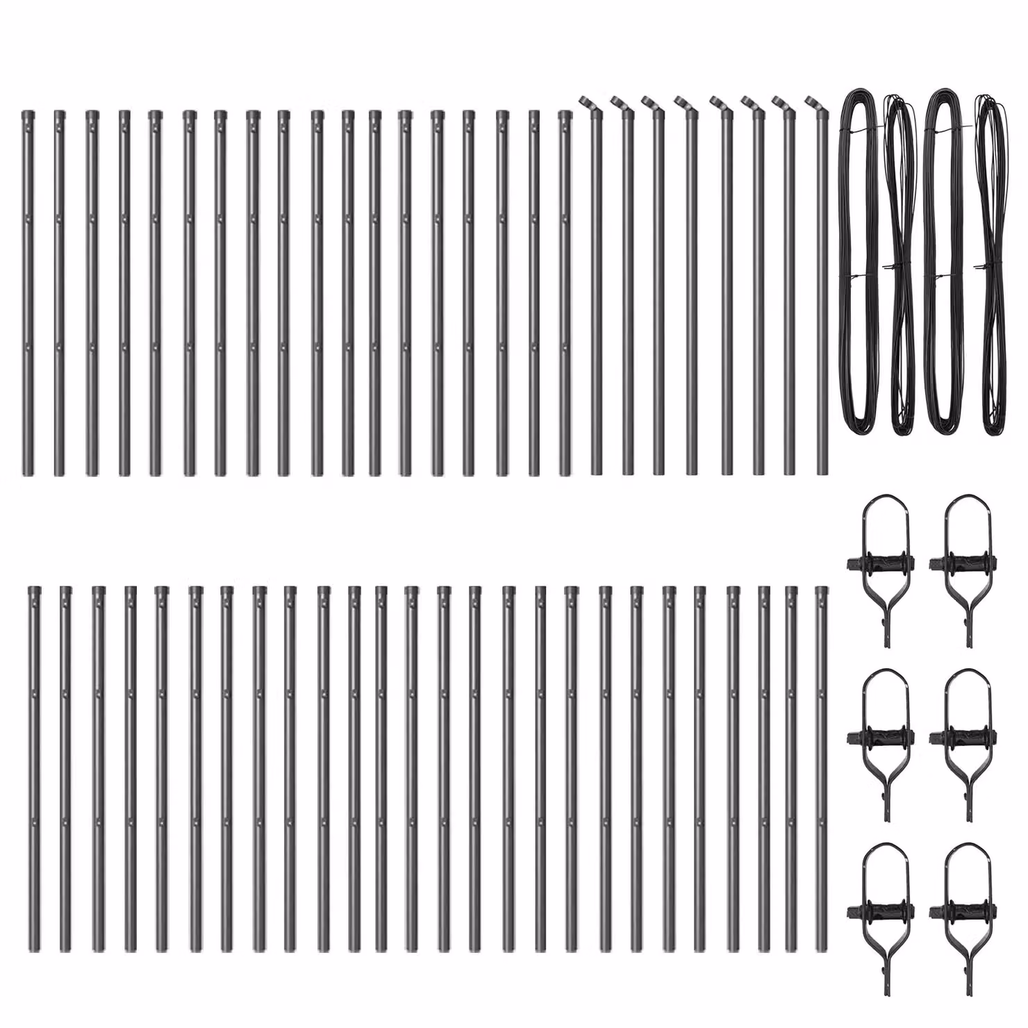 Berkfield Home 52 Piece Grey Galvanised Steel Round Fence Posts, H: 80 cm, Diameter: 32 mm – 2