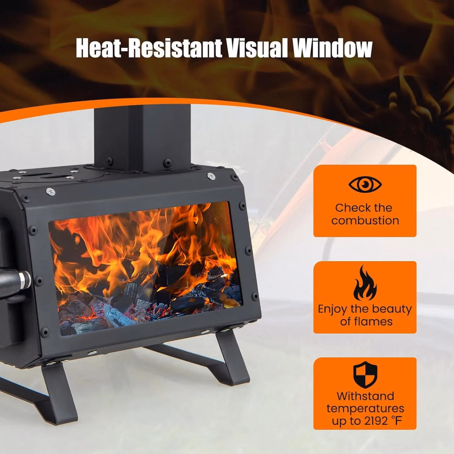 Gymax Portable Wood Burning Camping Stove Heater with 2 Cooking Positions, Black, W/D/H: 37.0 x 28.0 x 20.0 cm – 5