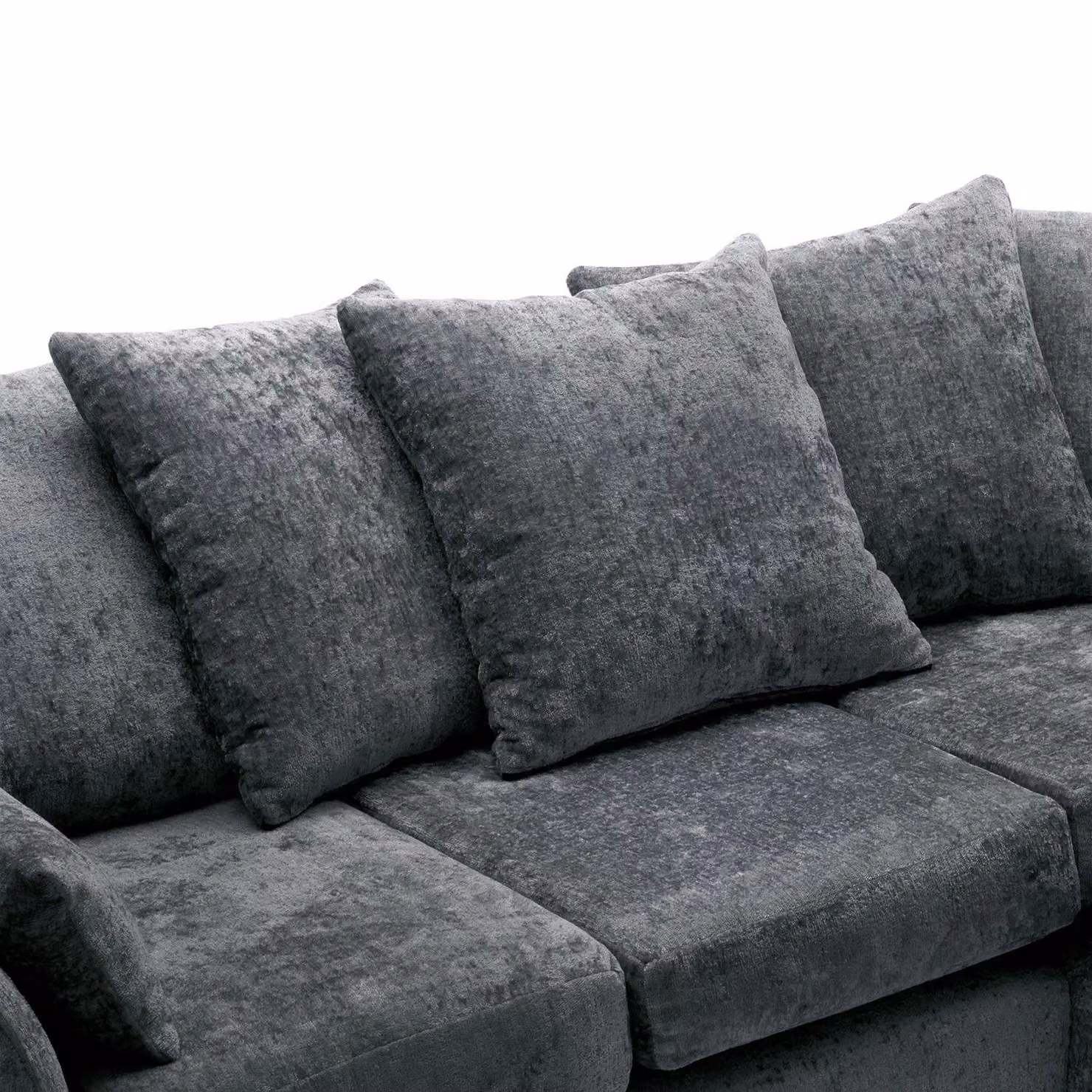 Abakus Direct Harriet U-Shape Sofa in Dark Grey Crushed Chenille Fabric with Scatter Cushions – 2