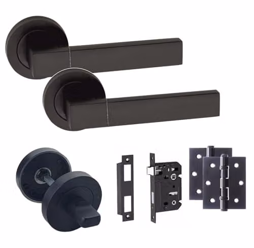 Golden Grace Capri Matt Black Bathroom Door Handle Set – 1