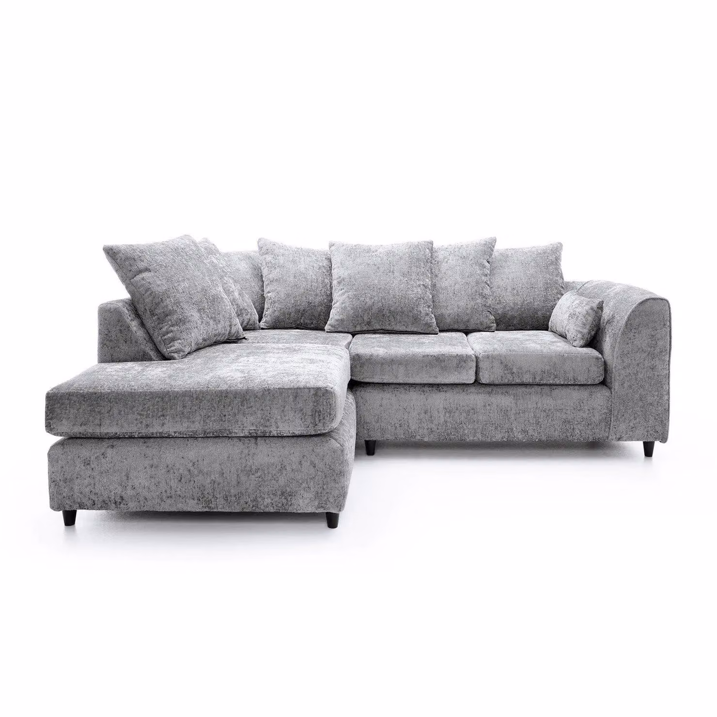 Abakus Direct Harriet Left Facing Corner Sofa in Light Grey Crushed Chenille Fabric – 2
