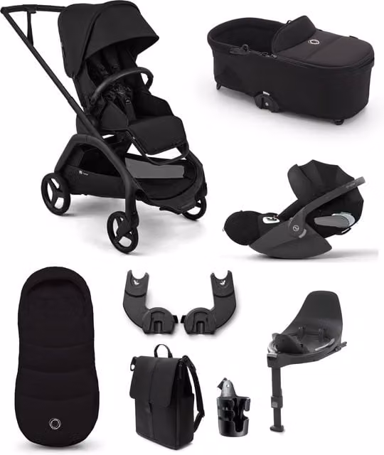 Bugaboo Dragonfly Plus Ultimate Pushchair Bundle with Cybex Cloud T i-Size Plus Rotating Baby Car Seat and Base in Black (8 Pieces)