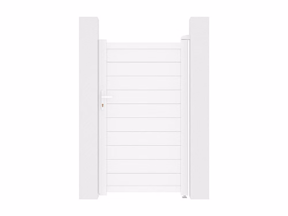 Vente-unique Nazario Solid Aluminium Opaque Swing Pedestrian Gate, White, W: 103 cm, H: 180 cm – 2