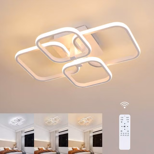 Pheashine White Modern LED Ceiling Light, 48W, Dimmable with Remote Control, Diameter: 56 cm