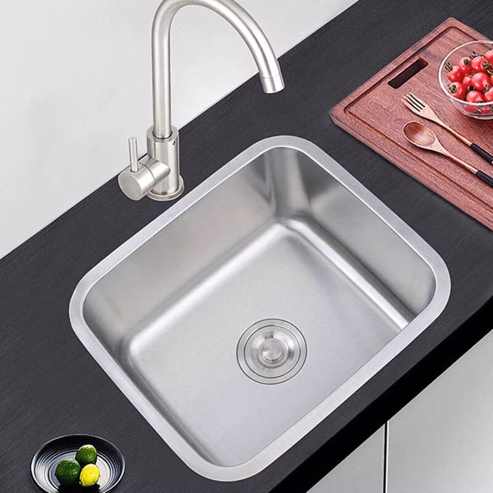 EONLION Square Stainless Steel Undermount Kitchen Sink in Silver, W: 100 cm x D: 300 cm – 2