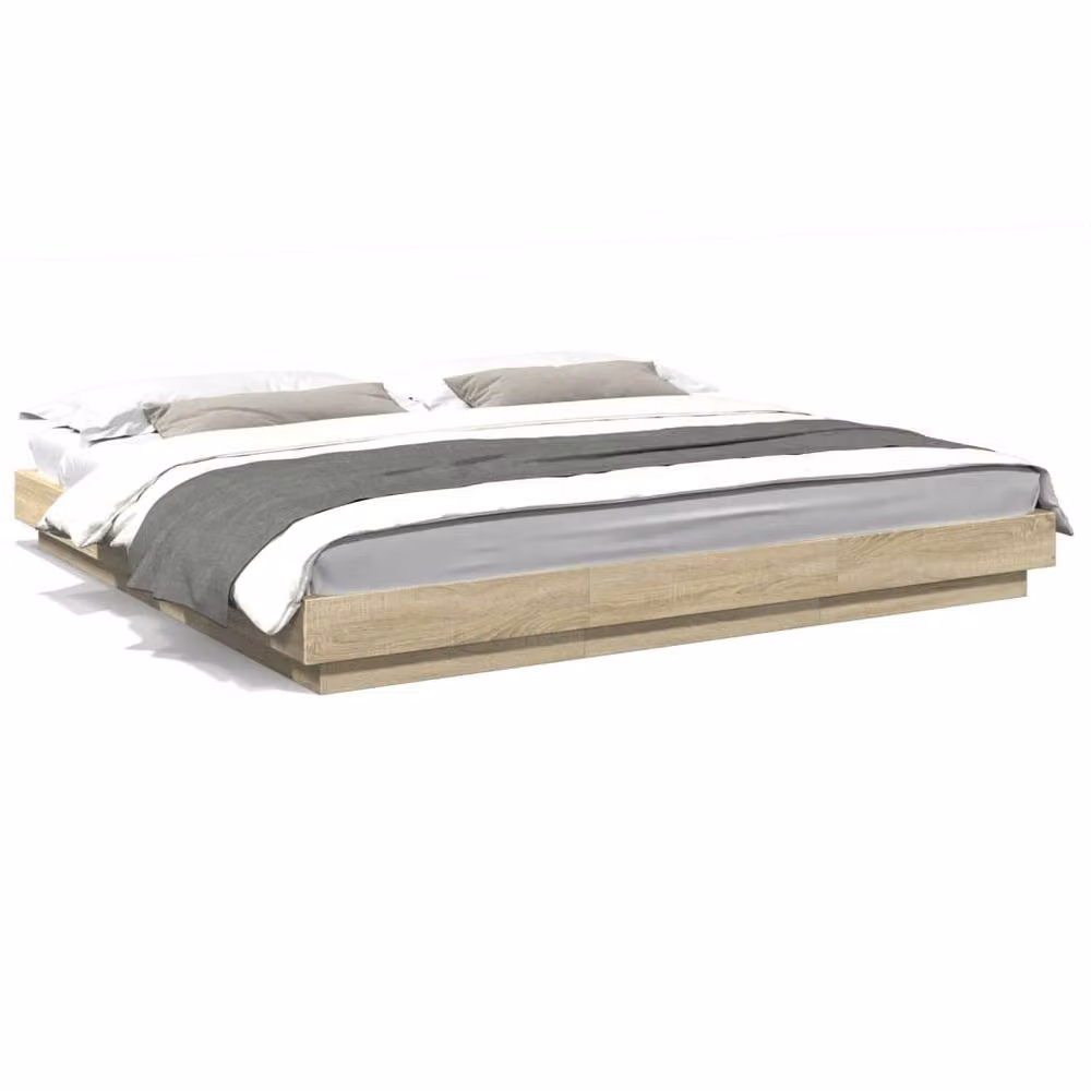 Berkfield Home Durable Bed Frame with Under-Bed LED Lights in Sonoma Oak Brown, 200 x 200 cm – 2