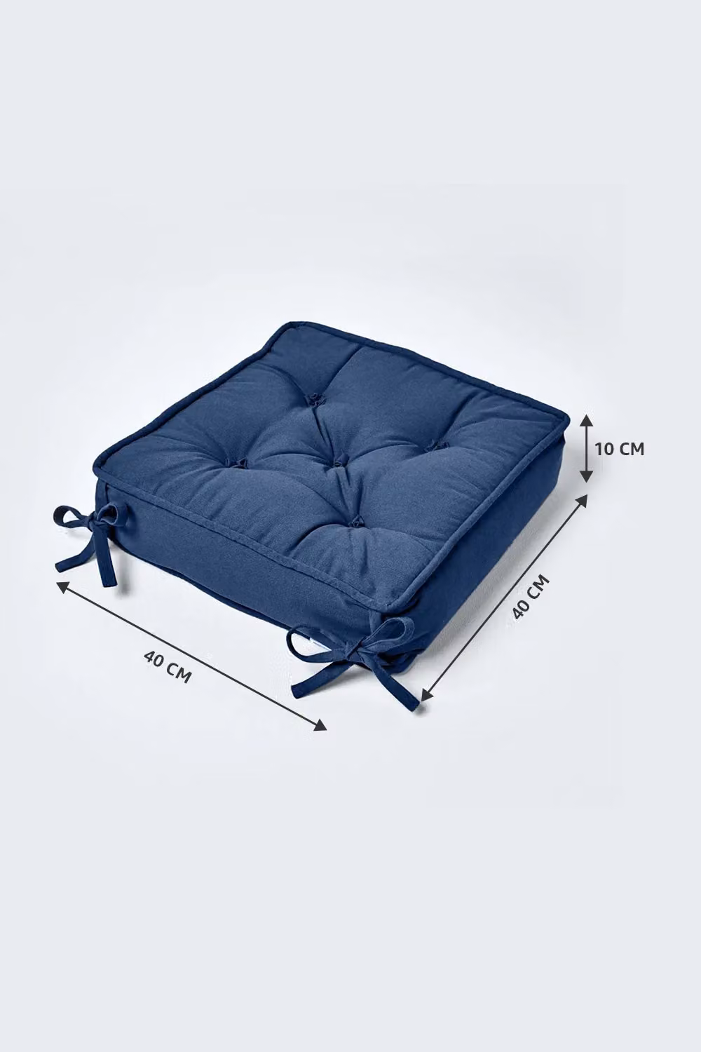Homescapes Navy Blue Cotton Dining Chair Booster Cushion, W/D/H: 40 x 40 x 10 cm – 2