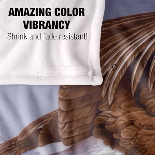 JQ Licensing Taking Flight Eagle Silky Touch Super Soft Fleece Throw Blanket, White, W: 152 cm, D: 127 cm – 3