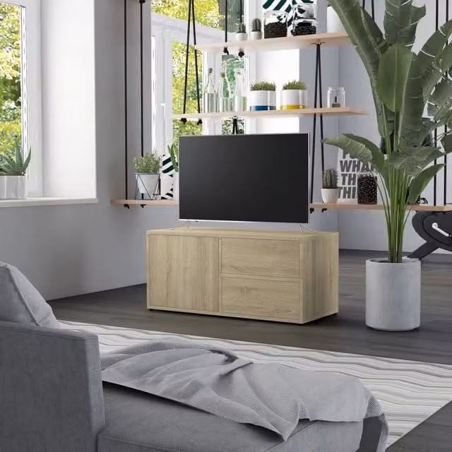 Berkfield Home Sonoma Oak TV Cabinet in Brown, W/D/H: 80 x 34 x 36 cm