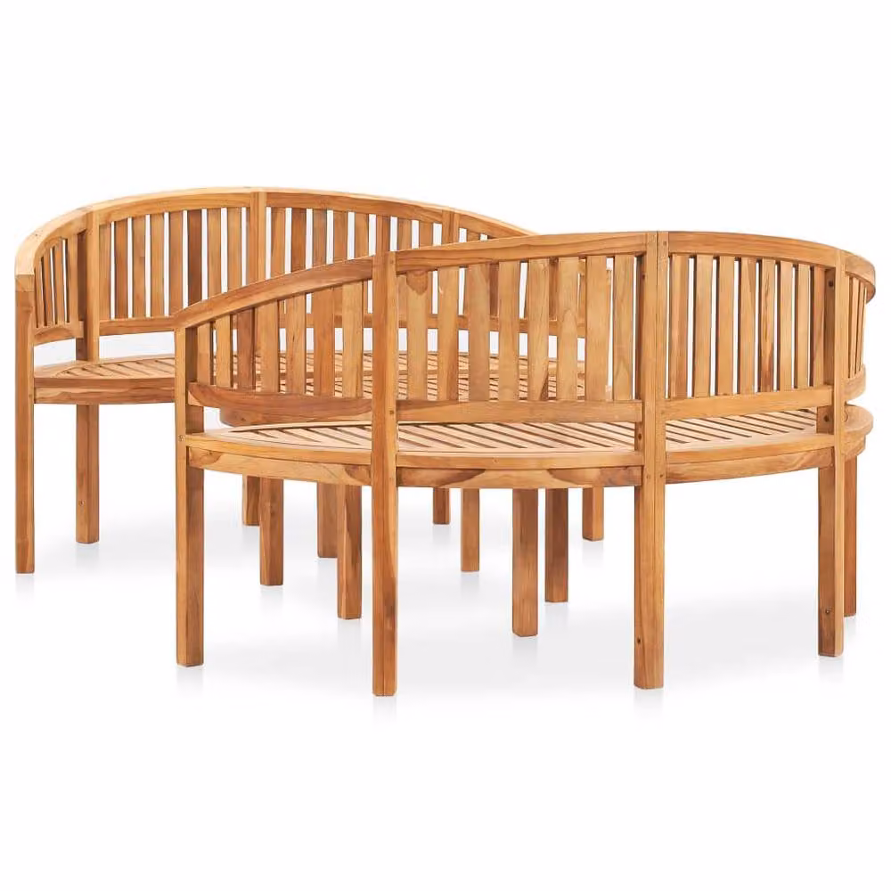 Berkfield Home Banana 3 Piece Garden Lounge Set in Brown Solid Teak Wood – 2