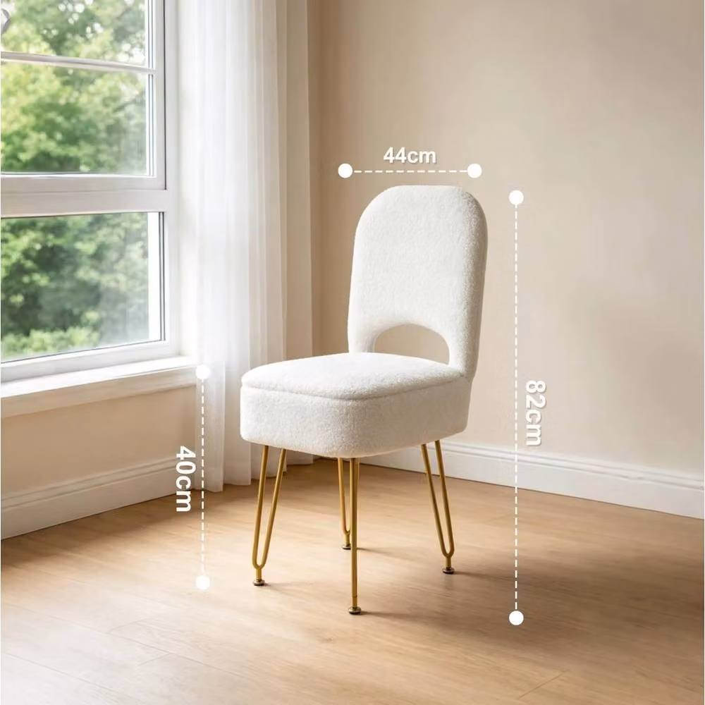FORGEVIO White Velvet Vanity Chair with Hidden Storage, W/D/H: 40 x 44 x 82 cm – 2