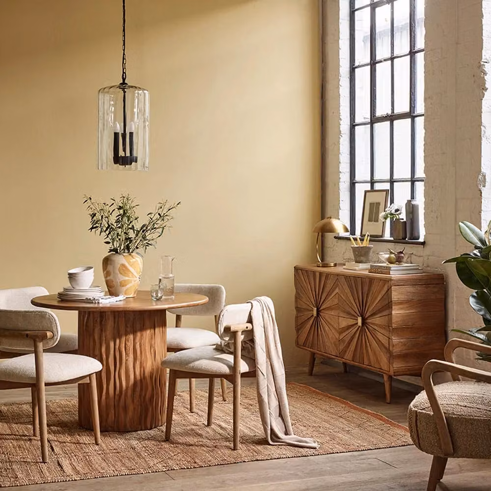 Atkin and Thyme Flora Round Mango Wood Dining Table in Brown