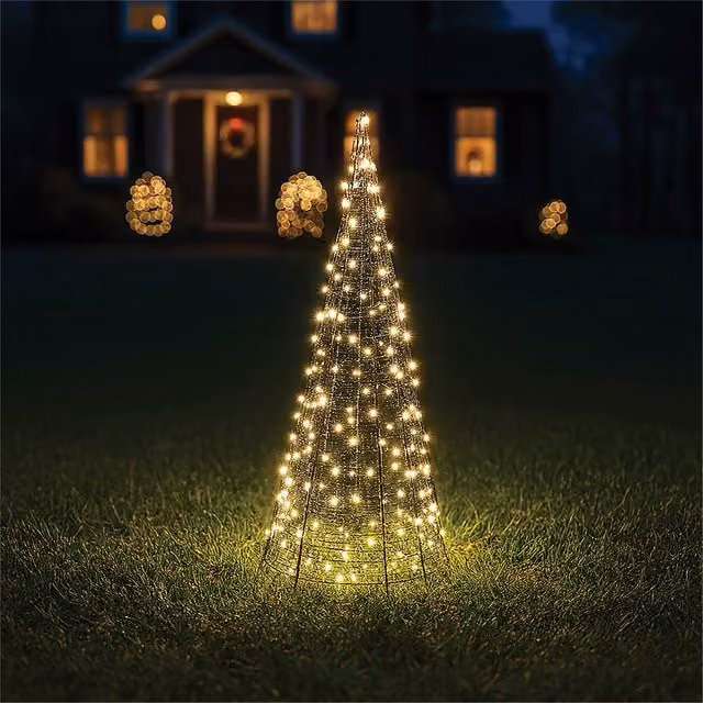 Xmas Haus Black Tower Christmas Tree with 300 Warm White MicroLEDs, W/D/H: 20 x 20 x 57 cm