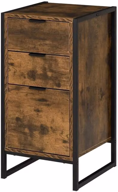 KORVIXA Industrial Metal Storage Cabinet with 3 Drawers in Brown and Black – 1