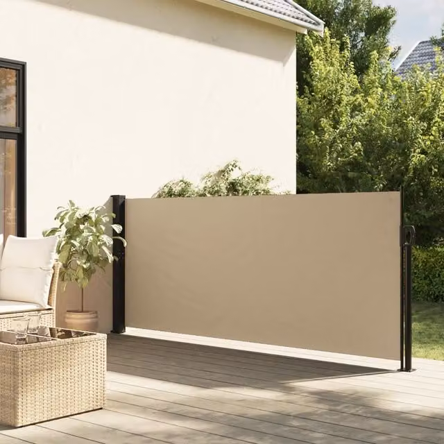 Berkfield Home Retractable Side Awning in Beige, Wall-Mounted Polyester, H x W: 120 x 600 cm