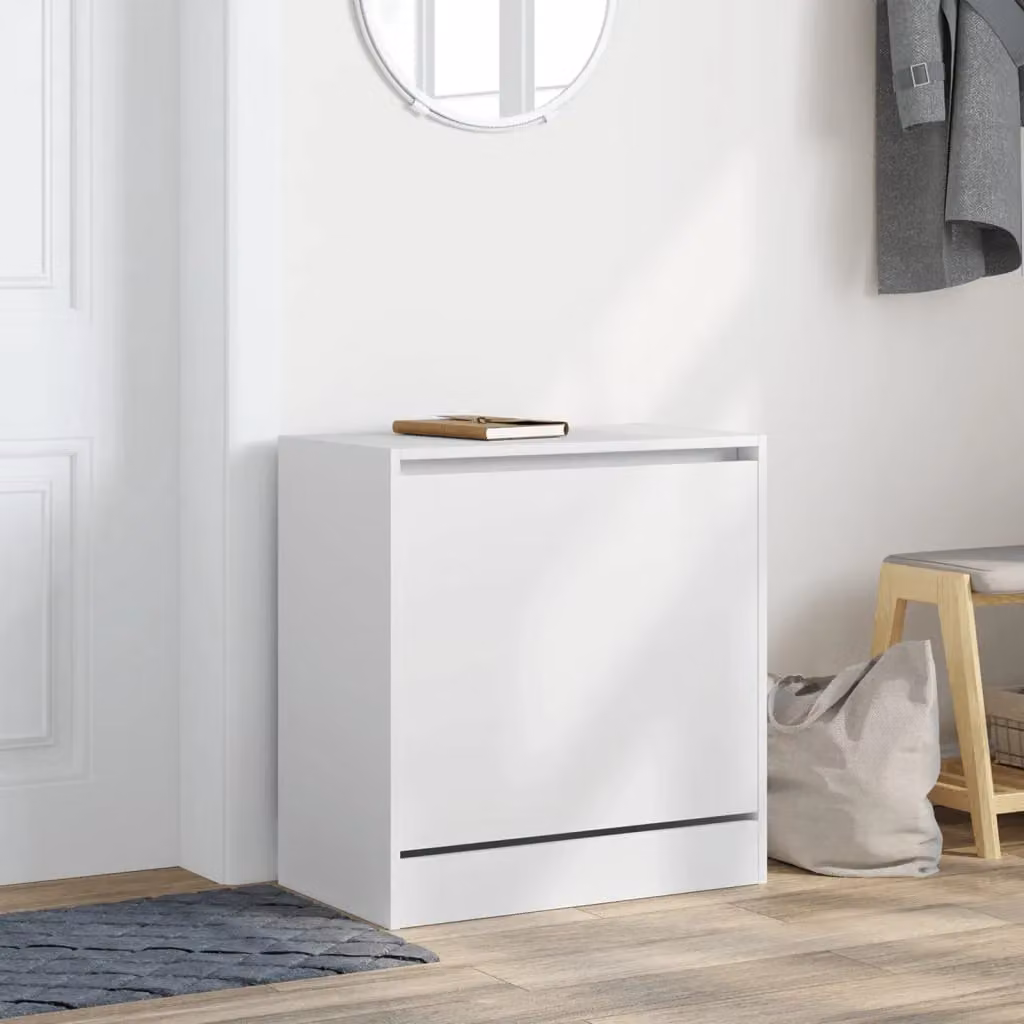 Berkfield Home White MDF Shoe Cabinet W/D/H: 60 x 34 x 63.5 cm – 2