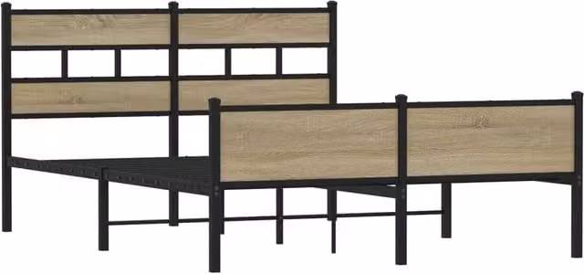 Berkfield Home Elegant Sonoma Oak Bed Frame in Brown, W/D/H: 150 x 200 x 91.5 cm – 1