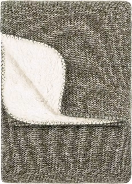 Nurrel Knitted Reversible Double Face Fleece Throw in Green Moss