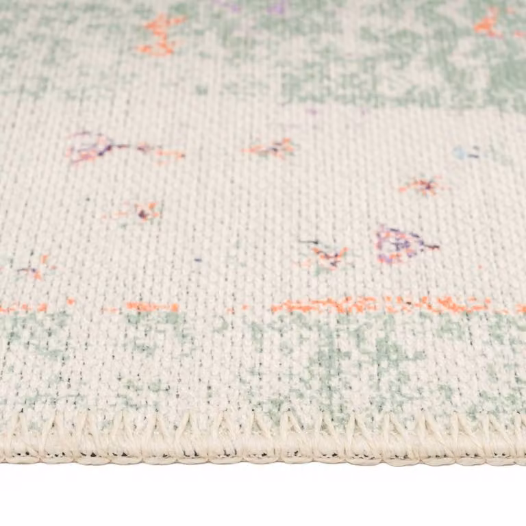Kukoon Pastel Green Distressed Hallway Runner Rug, Non-Slip and Washable, W: 60 cm, L: 240 cm