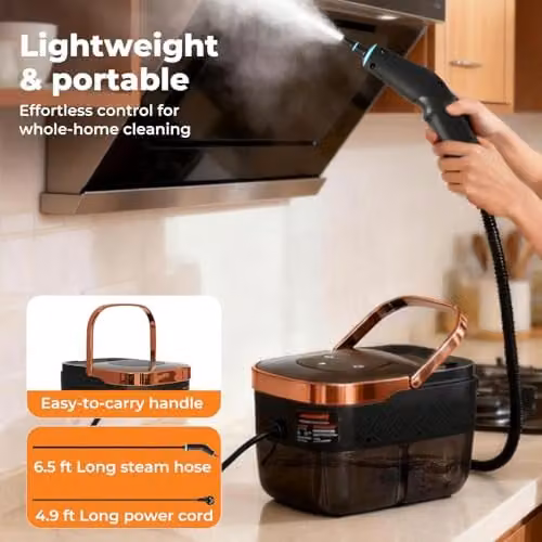 Spector Handheld Steam Cleaner in Black and Transparent with 1.6L Tank and Digital Display – 6