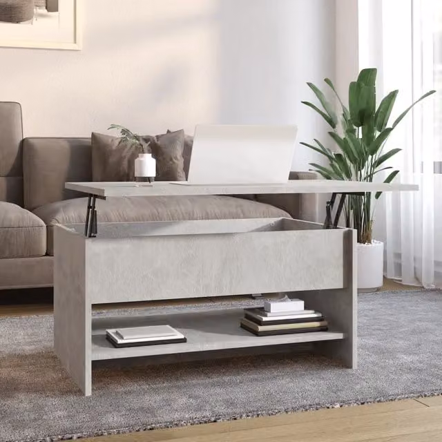 Berkfield Home Modern Rectangular Coffee Table in Grey Composite Wood, W: 80 cm, D: 50 cm, H: 40 cm – 1
