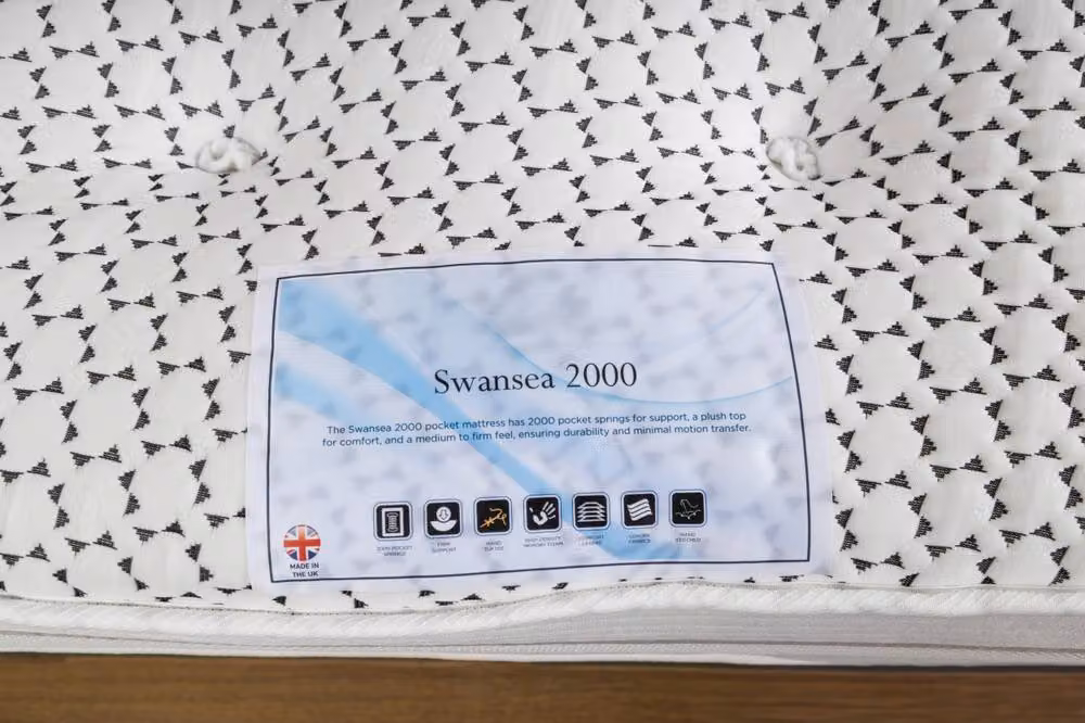 UK Bed Furniture Swansea 2000 Pocket Mattress in White, Size: Single, W/D/H: 90 x 200 cm – 2