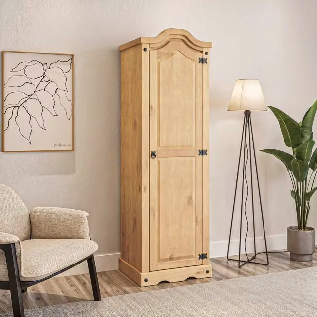 Mews Rustic Waxed Pine Hinged Doors in Brown and Black