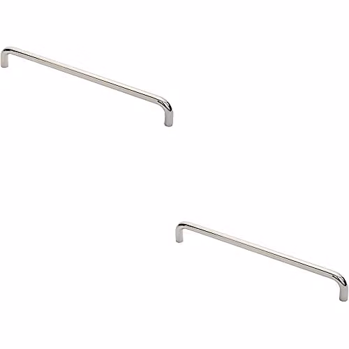 Loops 2 Pack Round D Bar Pull Handle in Polished Bright Stainless Steel, Fixing Centres: 450 mm, W/D/H: 469 x 19 mm