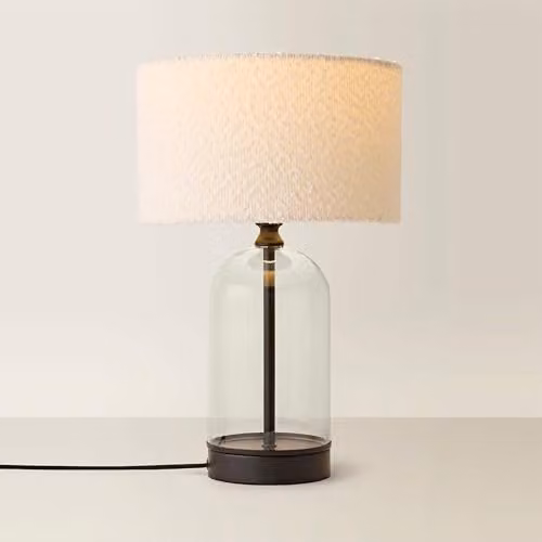 ValueLights Jessy Black Glass and Metal Table Lamp with Beige Fabric Shade – 1