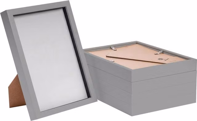 Nicola Spring Single Rectangular 3D Box Photo Frame, Grey, A4