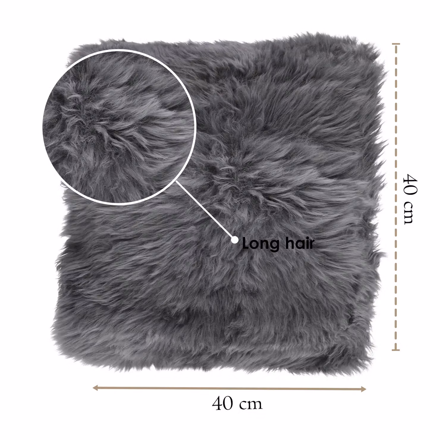Infinity Leather Grey Genuine Sheepskin Single Sided Wool Cushion, W/D/H: 40 x 40 x 40 cm – 2