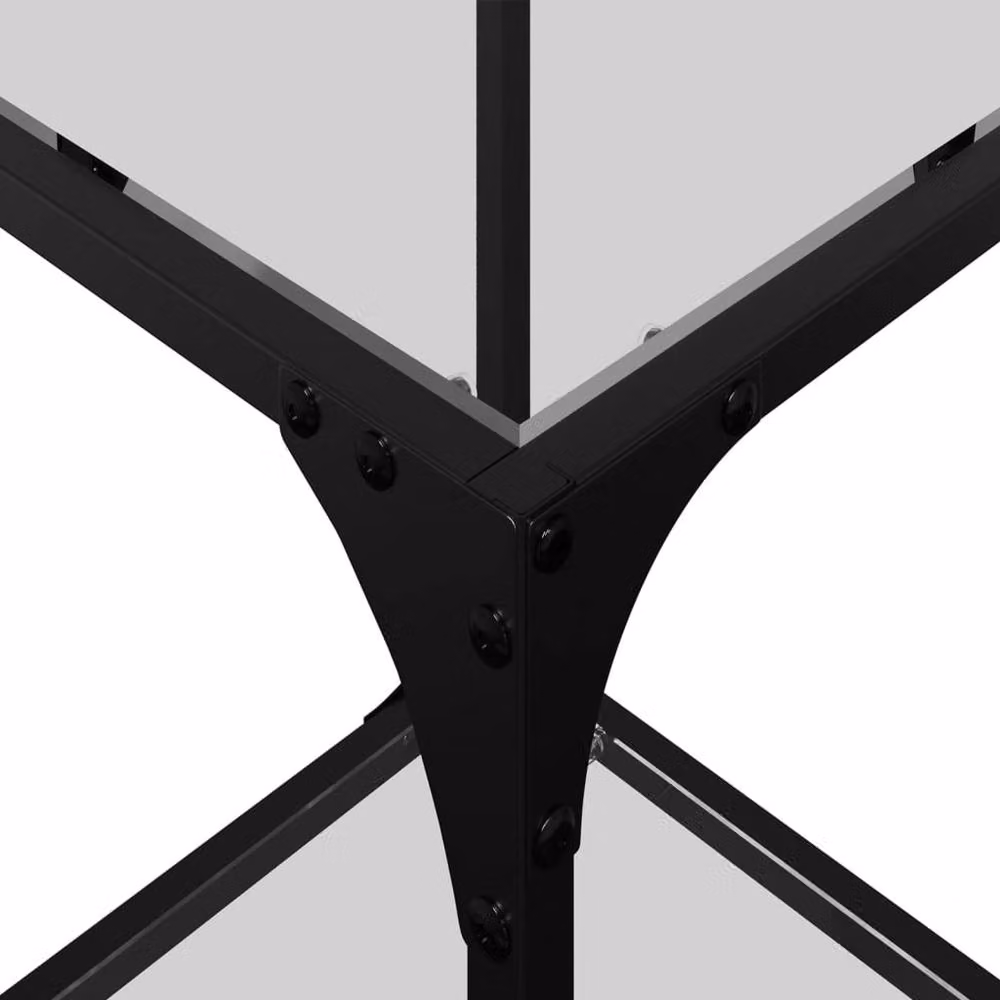 Berkfield Home Modern Square Coffee Table with Transparent Glass Top and Black Steel Frame, W/D/H: 30 x 30 x 40 cm – 4