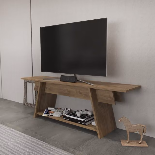 Decorotika Minimalist Brown Wood Composite TV Unit for Living Rooms, Width: 120 cm