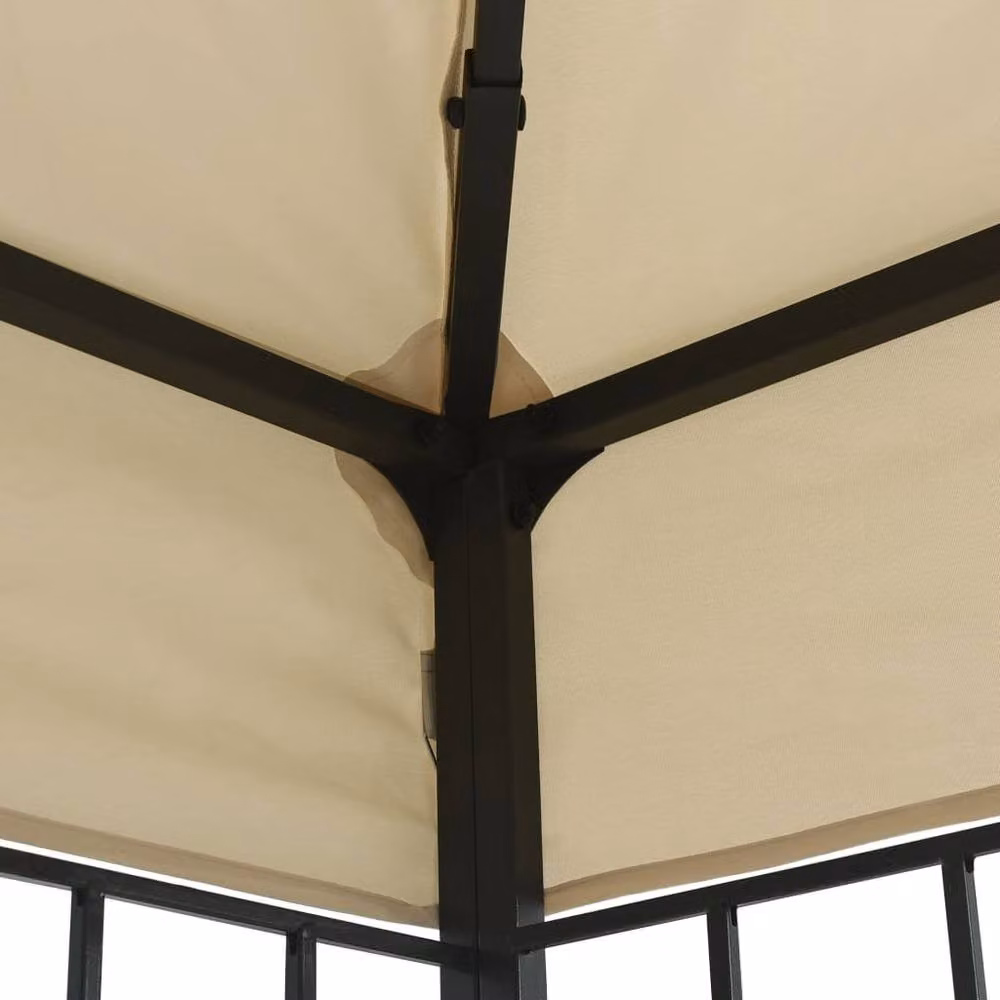 Berkfield Home Gazebo with LED String Lights, Beige, W: 4 m, D: 3 m – 3