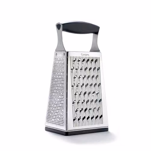 Cuisipro Stainless Steel Silver 4-Sided Rectangular Box Grater with Non-Slip Base