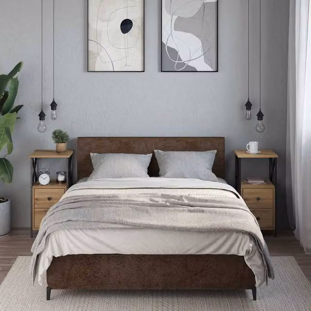 Berkfield Home Modern Bedside Cabinets, 2 Piece Set in Artisan Oak Brown, W/D/H: 34 x 35.5 x 70 cm – 1