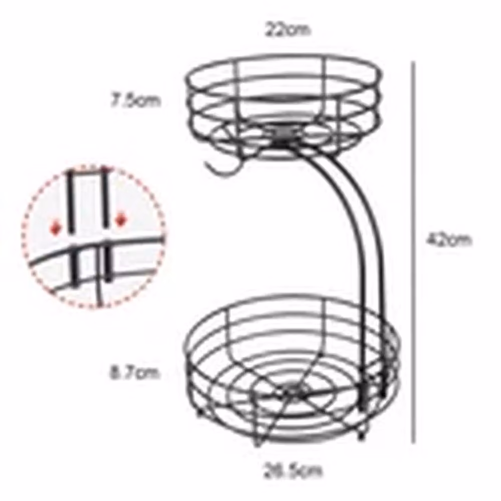 Havendro 2 Tier Fruit Basket with Detachable Hanger Bowls in Black – 2