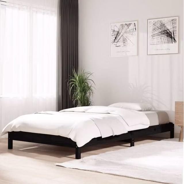 Berkfield Home Black Rustic Solid Wood Pine Bunk Bed, W: 80 cm, L: 200 cm – 1