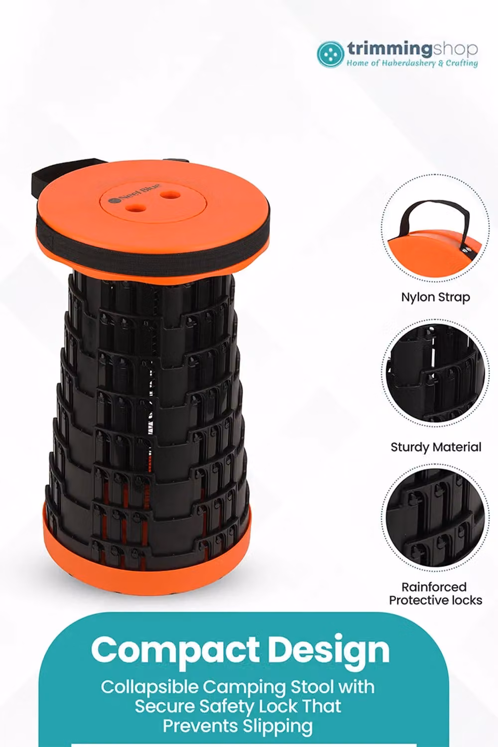 Neel Blue Portable Collapsible Camping Stool in Orange – 2